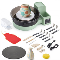 Τροχός κεραμικής VEVOR για ενήλικες, Πικάπ 36 και 28 cm, Ηλεκτρικός επιτραπέζιος τροχός κεραμικής 450W με πεντάλ ποδιού, Ρυθμιζόμενη ταχύτητα 30-300 σ.α.λ., Αποσπώμενος νιπτήρας, για αρχάριους, Χειροτεχνία από πηλό DIY, Πράσινο