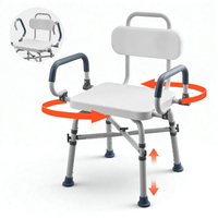 Περιστρεφόμενη καρέκλα ντους VEVOR με μπράτσα και πλάτη, Φορτίο 227 kg βαρέως τύπου για εσωτερική καμπίνα ντους και μπανιέρα, Ρυθμιζόμενο ύψος καθίσματος μπανιέρας μπάνιου για ενήλικες, ηλικιωμένους, ηλικιωμένους και άτομα με αναπηρία