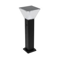 GLOBOSTAR® VEGGIE 90524 Φωτιστικό Κολωνάκι Κήπου LED 10W 500lm 120° με Ενσωματωμένο Φωτοβολταϊκό Panel 6V 2W & Επαναφορτιζόμενη Μπαταρία Li-ion 3.2V 6000mAh με Αισθητήρα Ημέρας-Νύχτας Αδιάβροχο IP65 All in One CCT 6000K-4500K - Sanan SMD Chip - Μαύρο - Μ19.5 x Π19.5 x Υ60cm - 2 Χρόνια Εγγύηση