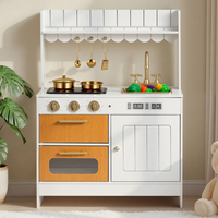 VEVOR Κουζίνα Παιχνιδιού για Παιδιά, Ξύλινο, Σετ Παιχνιδιού Παιδικής Κουζίνας με Πραγματικά Φώτα & Ήχους, Αξεσουάρ Φαγητού & Σκευών Μαγειρικής, Σετ Παιχνιδιών Μίμησης, Νεροχύτης, Φούρνος, Κουζίνα, Ντουλάπι, για νήπια, κορίτσια & αγόρια ηλικίας 3-8 ετών