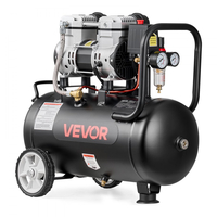 Αεροσυμπιεστής VEVOR 24L, Δεξαμενή Αεροσυμπιεστή χωρίς λάδι 1,1KW, 68 L/min στα 6,2 Bar, Μέγιστη πίεση 8 Bar, Φορητός σε ρόδες για επισκευή αυτοκινήτων, φούσκωμα ελαστικών, βαφή με ψεκασμό, ξυλουργική καρφώματα