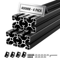 Προφίλ εξώθησης αλουμινίου VEVOR 4PCS 4040, 15,75 ίντσες 400 mm, ανοδιωμένη γραμμική ράγα ευρωπαϊκού προτύπου με υποδοχή T, ράγα αλουμινίου υψηλής αντοχής από εξώθηση, για εξαρτήματα τρισδιάστατων εκτυπωτών και πάγκο εργασίας CNC DIY, μαύρο