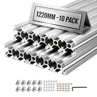 VEVOR 10PCS Προφίλ Εξώθησης Αλουμινίου 2020, 48 ίντσες 1220 mm, Υποδοχή T, Ευρωπαϊκό Πρότυπο, Ανοδιωμένη Γραμμική Ράγα, Υψηλής Αντοχής Εξωθημένη Ράγα Αλουμινίου, για Ανταλλακτικά Τρισδιάστατων Εκτυπωτών και Πάγκο Εργασίας CNC DIY, Ασημί