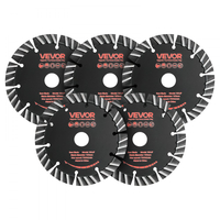 Λεπίδες διαμαντιών VEVOR 133 mm, 5 λεπίδες κοπής τοίχου Chaser, άξονας 20 mm, διαμαντένια τμήματα υψηλής σκληρότητας, χαλύβδινος πυρήνας 65Mn, ξηρή και υγρή κοπή, καθαρές άκρες για σκυρόδεμα, τούβλα, πέτρα, τσιμέντο