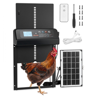 Αυτόματη πόρτα κοτέτσιου VEVOR, ηλιακή και μπαταρίας πόρτα κοτόπουλου με οθόνη LCD, τηλεχειριστήριο, αισθητήρα φωτός και χρονοδιακόπτη, ασφάλεια κατά του τσιμπήματος, ανοιχτήρι πόρτας από κράμα αλουμινίου, μαύρη