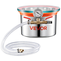 Θάλαμος κενού VEVOR 5,7 L, από ανοξείδωτο ατσάλι, θάλαμος απαέρωσης κενού με καπάκι από σκληρυμένο γυαλί, σωλήνας, φίλτρο αέρα, ιδανικός για χύτευση ρητίνης, σταθεροποίηση ξύλου, απαέρωση σιλικόνης, εποξειδικές ρητίνες, αιθέρια έλαια