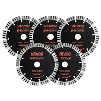 Λεπίδες διαμαντιών VEVOR 160 mm, 5 λεπίδες κοπής τοίχου Chaser, άξονας 22,2 mm, διαμαντένια τμήματα υψηλής σκληρότητας, χαλύβδινος πυρήνας 65Mn, ξηρή, υγρή κοπή, καθαρές άκρες για σκυρόδεμα, τούβλα, πέτρα, τσιμέντο