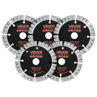 Λεπίδες διαμαντιών VEVOR 125 mm, 5 λεπίδες κοπής τοίχου Chaser, άξονας 20 mm, διαμαντένια τμήματα υψηλής σκληρότητας, χαλύβδινος πυρήνας 65Mn, ξηρή και υγρή κοπή, καθαρές άκρες για σκυρόδεμα, τούβλα, πέτρα, τσιμέντο