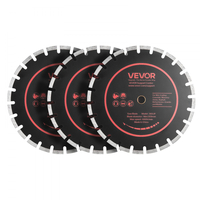 Λεπίδες διαμαντιών VEVOR 359 mm, Σετ 3 λεπίδων πριονιού σκυροδέματος, Άξονας 25,4 mm, Διαμαντένια τμήματα υψηλής σκληρότητας, Πυρήνας χάλυβα 65Mn, Ξηρή υγρή κοπή, Καθαρές άκρες για σκυρόδεμα, τοιχοποιία, τούβλο, πέτρα, γρανίτη