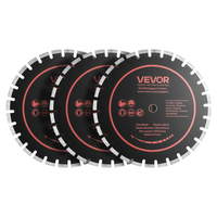 Λεπίδες διαμαντιών VEVOR 410 mm, Σετ 3 λεπίδων πριονιού σκυροδέματος, Άξονας 25,4 mm, Διαμαντένια τμήματα υψηλής σκληρότητας, Πυρήνας χάλυβα 65Mn, Ξηρή υγρή κοπή, Καθαρές άκρες για σκυρόδεμα, τοιχοποιία, τούβλο, πέτρα, γρανίτη