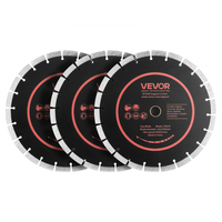 Λεπίδες διαμαντιών VEVOR 306 mm, Σετ 3 λεπίδων πριονιού σκυροδέματος, Άξονας 25,4 mm, Διαμαντένια τμήματα υψηλής σκληρότητας, Πυρήνας χάλυβα 65Mn, Ξηρή υγρή κοπή, Καθαρές άκρες για σκυρόδεμα, τοιχοποιία, τούβλο, πέτρα, γρανίτη
