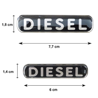 DIESEL ΑΥΤΟΚΟΛΛΗΤΑ 7,7 Χ 1,8 cm / 6 x 1,4 cm ΜΑΥΡΟ/ΧΡΩΜΙΟ ΜΕ ΕΠΙΚΑΛΥΨΗ ΕΠΟΞΕΙΔΙΚΗΣ ΡΥΤΙΝΗΣ - 4 ΤΕΜ.