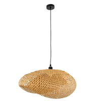 Sunny Shell - Κρεμαστό Μονόφωτο E27 Boho Μπαμπού Φυσικό Πλέγμα - Μ80 x Π55 x Y25cm