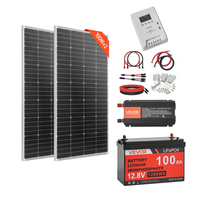 Πλήρες κιτ ηλιακής ενέργειας VEVOR 400W 12V, 2 τεμάχια μονοκρυσταλλικά ηλιακά πάνελ 200W + μπαταρία LiFePO₄ 12,8V 100Ah + ρυθμιστής φόρτισης MPPT 40A + μετατροπέας ισχύος 1000W για τροχόσπιτα, κάμπινγκ, σκάφη εκτός δικτύου