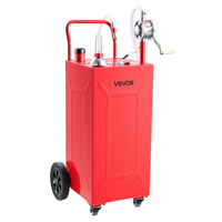 VEVOR 132,5L Fuel Gas Caddy, από ανθρακούχο χάλυβα, φορητή δεξαμενή αποθήκευσης μεταφοράς καυσίμου με χειροκίνητη αντλία και 4 τροχούς, δοχείο βενζίνης ντίζελ, για αυτοκίνητα, χλοοκοπτικά, ATV, σκάφη, μοτοσικλέτες, κόκκινο