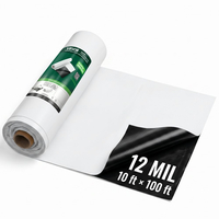 Πλαστικό φύλλο VEVOR 0,3 mm 3,05 x 30,48 m βαρέως τύπου ρολό πολυαιθυλενίου, μουσαμάς βαφής με χοντρό ύφασμα, κάλυμμα πολυαιθυλενίου για χώρο ανίχνευσης, φράγμα υδρατμών, έλεγχος ζιζανίων, κήπος, ασπρόμαυρο