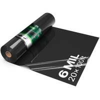 VEVOR Πλαστικό Φύλλο 0,15 mm 6,1 x 30,48 m Μαύρο Πολυαιθυλένιο Βαρέως Τύπου, Χοντρό Πλαστικό Ρολό για Κήπο, Μουσαμάς Βαφής με Υφασμάτινο Φράγμα, Κάλυμμα Πολυαιθυλενίου για Χώρο Έρπυσης, Φράγμα Υδάτων, Έλεγχος Ζιζανίων