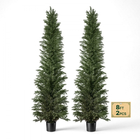 Τεχνητό Κέδρος VEVOR Topiary 2438mm Σετ 2 τεμαχίων με διακοσμητικά φυτά σε γλάστρα, πολυτελή ψεύτικα δέντρα PE, ψεύτικο πράσινο φυτό εσωτερικού και εξωτερικού χώρου όλο το χρόνο για μπροστινή πόρτα, είσοδο, βεράντα, μπαλκόνι, βεράντα, κήπο