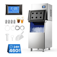Μηχανή παρασκευής πάγου VEVOR Επαγγελματική 209 kg/24H από ανοξείδωτο ατσάλι, για επιχειρήσεις μπαρ, καφέ, εστιατορίου, έτοιμο για πάγο σε 15 λεπτά, ανεξάρτητη με κάδο αποθήκευσης πάγου 113 kg και αυτόματο αυτοκαθαρισμό