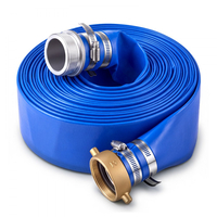 Σωλήνας εκκένωσης VEVOR 2" x 15,2 m PVC Lay Flat Wash Αντλία νερού αντίστροφης πλύσης Σωλήνας πισίνας, για φίλτρο άμμου πισίνας και αντλία φρεατίου, Αποστράγγιση μεταφοράς νερού, ανθεκτικός σε καιρικές συνθήκες και εκρήξεις, με εξαρτήματα πείρου, μπλε