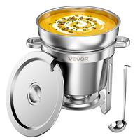 VEVOR 1 πακέτο σούπας, πιάτο για μπουφέ, ανοξείδωτο ατσάλι 10,4L, Marmite catering για πάρτι δεξιώσεων γάμου, στρογγυλό σερβίτσιο μπουφέ και θερμαντήρας σούπας, με κατσαρόλα, κουτάλα και θήκη καυσίμου