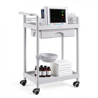 VEVOR Ιατρικό καρότσι δύο επιπέδων με συρτάρι 50 kg, για κλινική, νοσοκομείο, σαλόνι ομορφιάς, εργαστήριο, με κάδο αποθήκευσης και δίσκο απορριμμάτων, σταθερή στήριξη, Ιατρικό καρότσι με ροδάκια