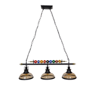 VenCore Billiardo III 6089-10042 - Φωτιστικό Οροφής Τρίφωτο Κρεμαστό Μαύρο Μεταλλικό και Μελί Γυαλί - Vintage Σχέδιο με Βάση-Ντουί 3xE27 - Μ95 x Π25 x Υ30cm