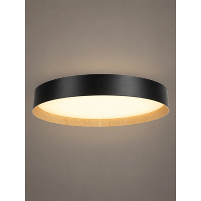 kelvo® RONDO KLV-101-0587-V2 Φωτιστικό Οροφής LED 36W 3600lm 120° AC 220-240V IP20 Ρυθμιζόμενο Λευκό CCT με Διακόπτη στο Driver 2700K/4500K/6000K Triac Dimmable - Lumileds SMD Chip & ENEC/TÜV Driver - Μαύρο Ματ & Εφέ Ξύλου - Μ50 x Π50 x Υ7cm - 5 Χρόνια Εγγύηση