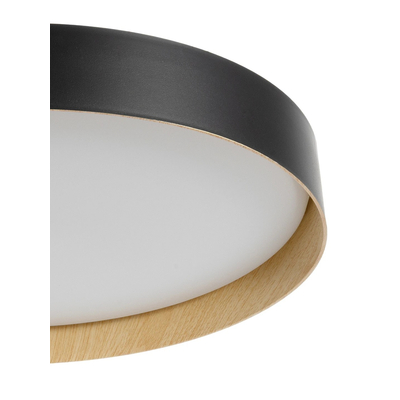 kelvo® RONDO KLV-101-0587-V2 Φωτιστικό Οροφής LED 36W 3600lm 120° AC 220-240V IP20 Ρυθμιζόμενο Λευκό CCT με Διακόπτη στο Driver 2700K/4500K/6000K Triac Dimmable - Lumileds SMD Chip & ENEC/TÜV Driver - Μαύρο Ματ & Εφέ Ξύλου - Μ50 x Π50 x Υ7cm - 5 Χρόνια Εγγύηση