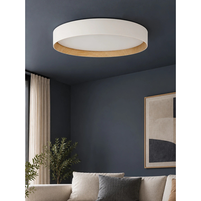 kelvo® RONDO KLV-101-0589-V2 Φωτιστικό Οροφής LED 36W 3600lm 120° AC 220-240V IP20 Ρυθμιζόμενο Λευκό CCT με Διακόπτη στο Driver 2700K/4500K/6000K Triac Dimmable - Lumileds SMD Chip & ENEC/TÜV Driver - Λευκό Ματ & Εφέ Ξύλου - Μ50 x Π50 x Υ7cm - 5 Χρόνια Εγγύηση