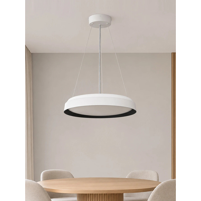 kelvo® VOLA KLV-101-0590 Κρεμαστό Φωτιστικό Οροφής LED 24W 2400lm 120° AC 220-240V IP20 Ρυθμιζόμενο Λευκό CCT με Διακόπτη στο Driver 2700K/4500K/6000K Triac Dimmable - Lumileds SMD Chip & ENEC/TÜV Driver - Μαύρο Ματ & Λευκό Ματ - Μ40 x Π40 x Υ7cm - 5 Χρόνια Εγγύηση