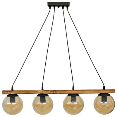 Κρεμαστό φωτιστικό με γυαλιά μελί R-600 CABLE RAGA 4/L WOOD