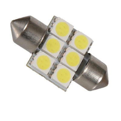 Σωληνωτός LED Απλός 31mm με 6 SMD 5050 Ψυχρό Λευκό GloboStar 09440