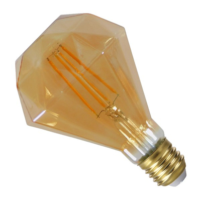 Λάμπα LED E27 Diamond 6W 230V 560lm 320° Edison Filament Retro Θερμό Λευκό Μελί 2200k Dimmable GloboStar 44034