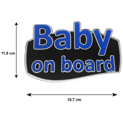 BABY ON BOARD ΑΥΤΟΚΟΛΛΗΤΟ ΕΞΩΤΕΡΙΚΗΣ ΧΡΗΣΗΣ 18,7 Χ 11,9 cm ΜΠΛΕ/ΜΑΥΡΟ/ΧΡΩΜΙΟ ΜΕ ΕΠΙΚΑΛΥΨΗ ΕΠΟΞΕΙΔΙΚΗΣ ΡΥΤΙΝΗΣ (ΥΓΡΟ ΓΥΑΛΙ) - 1 ΤΕΜ.