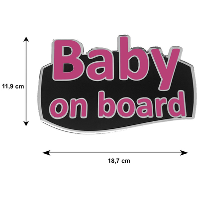 BABY ON BOARD ΑΥΤΟΚΟΛΛΗΤΟ ΕΞΩΤΕΡΙΚΗΣ ΧΡΗΣΗΣ 18,7 Χ 11,9 cm ΦΟΥΞΙΑ/ΜΑΥΡΟ/ΧΡΩΜΙΟ ΜΕ ΕΠΙΚΑΛΥΨΗ ΕΠΟΞΕΙΔΙΚΗΣ ΡΥΤΙΝΗΣ (ΥΓΡΟ ΓΥΑΛΙ) - 1 ΤΕΜ.