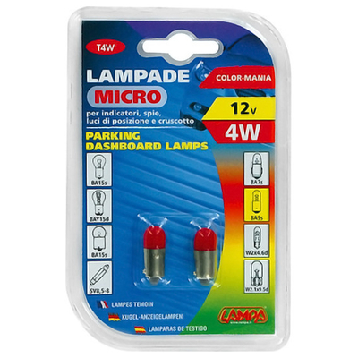 ΛΑΜΠΑΚΙΑ ΜΙΝΙΟΝ 12V T4W BA9s ΚΟΚΚΙΝΑ