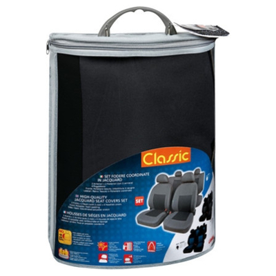 Καλύμματα Καθισμάτων Classic υψηλής ποιότητας ζακάρ Γκρι / Μαύρο