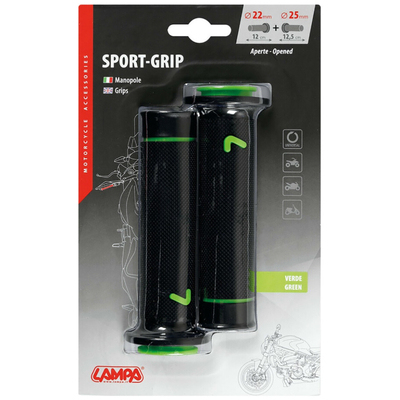 ΧΕΙΡΟΛΑΒΕΣ ΤΙΜΟΝΙΟΥ ΜΗΧΑΝΗΣ SPORT-GRIP ΜΑΥΡΟ/ΠΡΑΣΙΝΟ (22 mm-12cm/25mm-12,5cm) LAMPA - 2 ΤΕΜ.