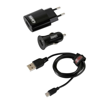 Καλώδιο Φορτισης MICRO USB 100cm με αντάπτορα USB αναπτήρα 12V/24V και αντάπτορα 220V