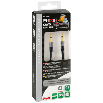 Καλώδιο Σύνδεσης PHIXIA AUX-AUX 120cm για αναπαραγωγή MP3