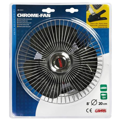 ΑΝΕΜΙΣΤΗΡΑΣ CHROME FAN 12V 16W (ΜΕ ΦΙΣ ΑΝΑΠΤΗΡΑ ΚΑΙ ΜΑΝΤΑΛΑΚΙ - Φ  20 cm)