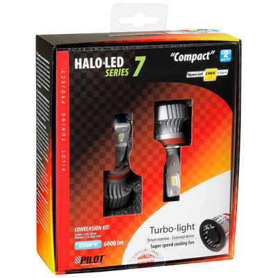 H8/H9/H11/H16 9-32V 6.500K 6.000lm 72W PGJ19-X HALO LED SERIE 7 COMPACT 8LED CREE 2ΤΕΜ. LED KIT
