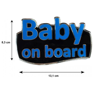 BABY ON BOARD ΑΥΤΟΚΟΛΛΗΤΟ ΕΞΩΤΕΡΙΚΗΣ ΧΡΗΣΗΣ 13,1 Χ 8,3cm ΜΠΛΕ/ΜΑΥΡΟ/ΧΡΩΜΙΟ ΜΕ ΕΠΙΚΑΛΥΨΗ ΣΜΑΛΤΟΥ - 1 ΤΕΜ.