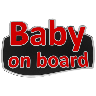 BABY ON BOARD ΑΥΤΟΚΟΛΛΗΤΟ ΕΞΩΤΕΡΙΚΗΣ ΧΡΗΣΗΣ 13,1 Χ 8,3cm ΚΟΚΚΙΝΟ/ΜΑΥΡΟ/ΧΡΩΜΙΟ ΜΕ ΕΠΙΚΑΛΥΨΗ ΣΜΑΛΤΟΥ - 1 ΤΕΜ.