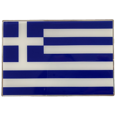 GREECE ΑΥΤΟΚΟΛΛΗΤΗ ΕΛΛΗΝΙΚΗ ΣΗΜΑΙΑ 13,8 X 9,4 cm ΜΠΛΕ/ΛΕΥΚΟ/ΧΡΩΜΙΟ ΜΕ ΕΠΙΚΑΛΥΨΗ ΕΠΟΞΕΙΔΙΚΗΣ ΡΥΤΙΝΗΣ (ΥΓΡΟ ΓΥΑΛΙ) - 1 ΤΕΜ.