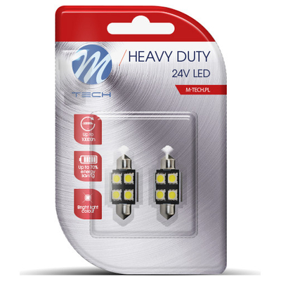 ΛΑΜΠΑΚΙΑ ΠΛΑΦΟΝΙΕΡΑΣ C5W 24V 0,24W SV8,5 36mm CAN-BUS 4xSMD5050 PREMIUM ΛΕΥΚΟ BLISTER 2ΤΕΜ M-TECH