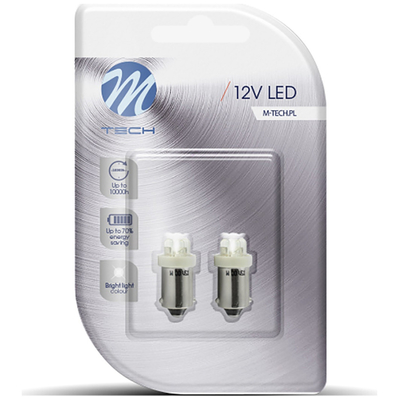 T4W 12V 0,96W BA9s (ΜΙΝΙΟΝ) LED 4xLED 3mm ΛΕΥΚΟ BLISTER 2ΤΕΜ. M-TECH