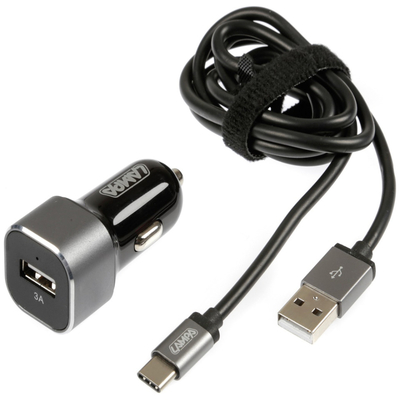 ΦΟΡΤΙΣΤΗΣ ΑΝΑΠΤΗΡΑ 12/24V ΜΕ 1 USB TYPE-C 3000mA ΜΕ ΚΑΛΩΔΙΟ 100cm FAST CHARGER SILVER LINE