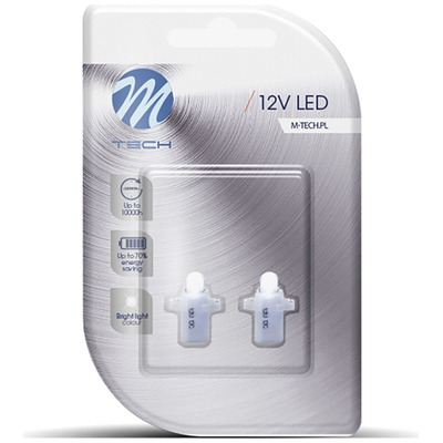 BAX 12V B8,3d 0,2W LED 1xFLUX 5mm ΛΕΥΚΟ BLISTER 2ΤΕΜ. M-TECH